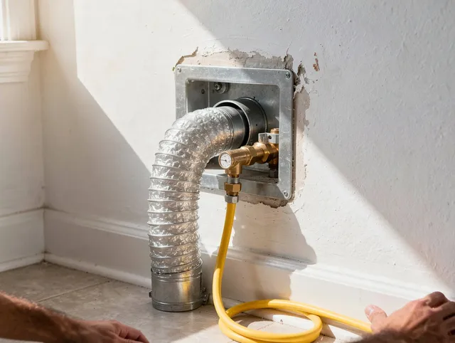 Belmont Dryer Vent Cleaning certified technician performing specialized gas dryer vent cleaning in Belmont